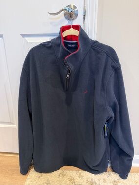 NWT Nautica Men’s Fleece Quarter Zip Sweatshirt Blue Size 2XL